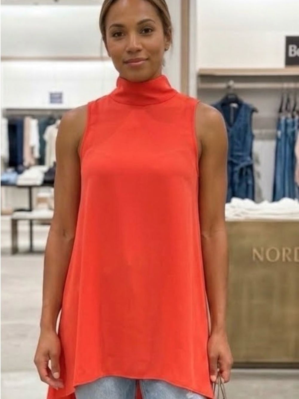 bobeau -Nordstrom Sleeveless Mock Neck Tunic - red